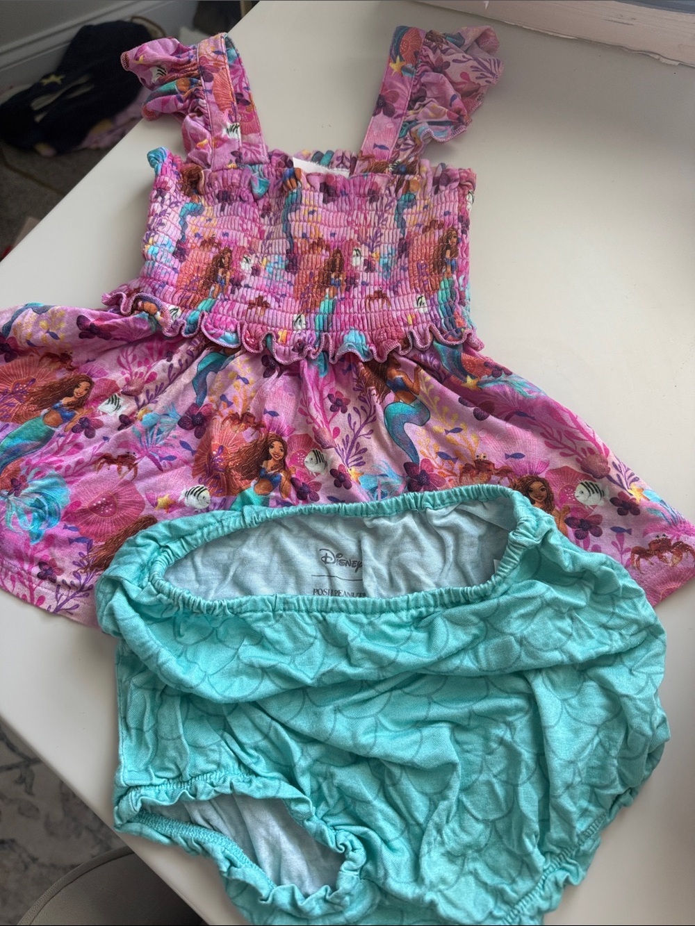 Posh Peanut Pink Purple Mermaid Smocked Dress Set